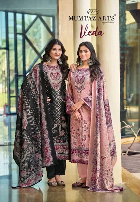 Veda By Mumtaz Jam Satin Embroidery Dress Material Suppliers In India
